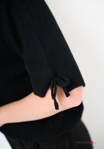 kurze ärmel Rollkragenpullover mit Schleife - ph 3