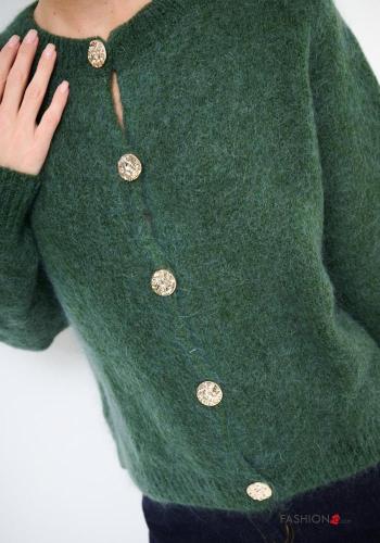 Cardigan in Misto Lana maniche lunghe girocollo con bottoni - ph 2