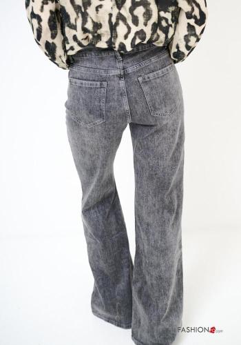 Jeans in Cotone denim a zampa con tasche con bottoni con zip - ph 3