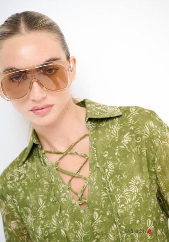 Blusa de Mezcla de Lana manga larga con cuello Diseño impreso con nodo - ph 2