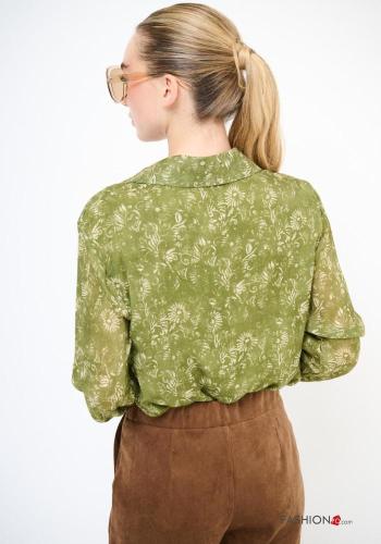 Blusa de Mezcla de Lana manga larga con cuello Diseño impreso con nodo - ph 3