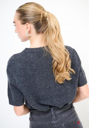 short sleeve crew neck Wool Cardigan with buttons - ph 3