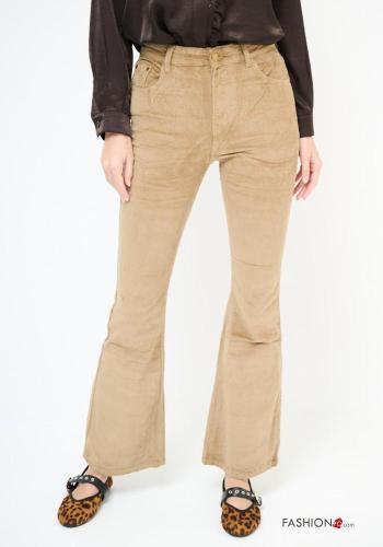 Velvet Cotton Trousers with buttons with zip with pockets - ph 2