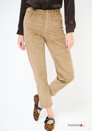 Samt Hose aus Baumwolle mit Knöpfen mit Reißverschluss mit Taschen - ph 2