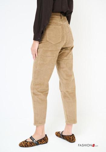 Samt Hose aus Baumwolle mit Knöpfen mit Reißverschluss mit Taschen - ph 3