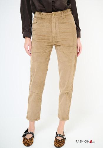 Samt Hose aus Baumwolle mit Knöpfen mit Reißverschluss mit Taschen - ph 4