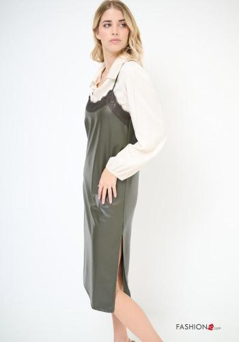 Abito senza maniche ecopelle pizzo con spacco - ph 2