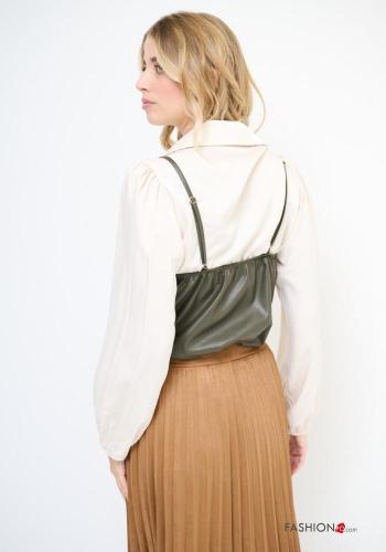 Top faux cuir ajustable détail dentelle - ph 3