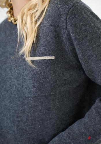 lange ärmel u-boot ausschnitt Strickpullover aus Wollstoff - ph 2