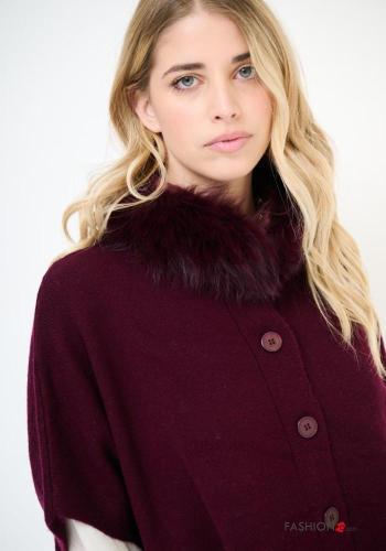 Poncho de Lana piel sintética sin mangas con botones - ph 2