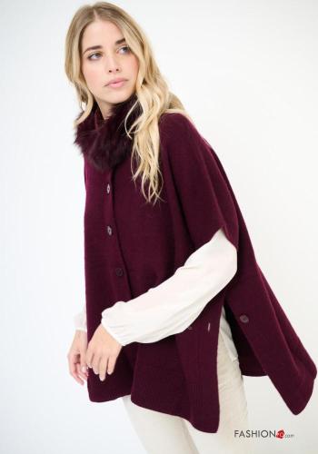 Poncho de Lana piel sintética sin mangas con botones - ph 3