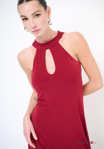 sleeveless crew neck long Dress with bow - ph 2