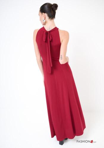 sleeveless crew neck long Dress with bow - ph 3