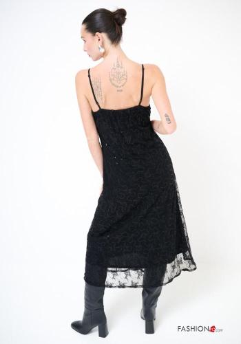 Embroidered adjustable sleeveless Dress with sequins with lining - ph 3