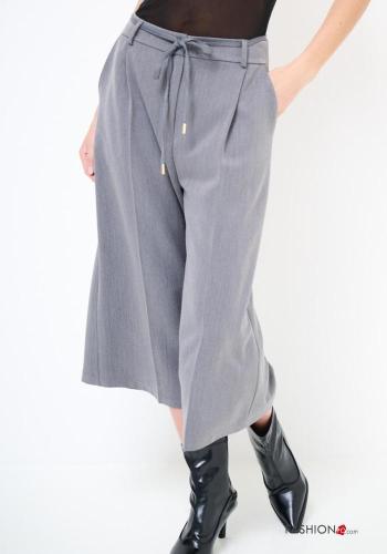 Bermuda wide leg con cintura in stoffa - ph 2