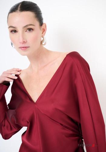 Abito scollato sulla schiena raso maniche lunghe scollo a V - ph 2