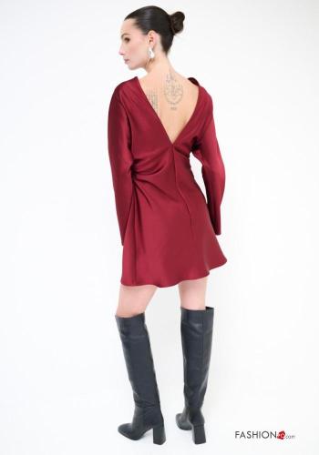 Abito scollato sulla schiena raso maniche lunghe scollo a V - ph 3