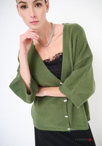 Cardigan scollo profondo maniche a tre quarti con bottoni scollo a V - ph 2