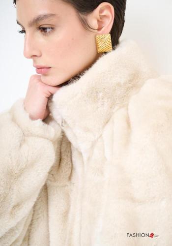 faux fur Bomber Jacket Rollneck with pockets - ph 2