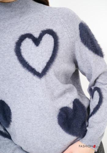 heart motif long sleeve Sweater Rollneck - ph 2