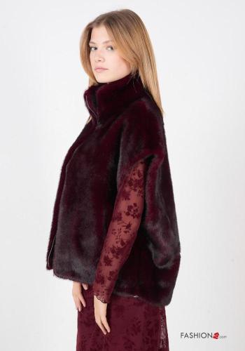 Colete pelo sintético com bolsos com gola subida com fecho - ph 3