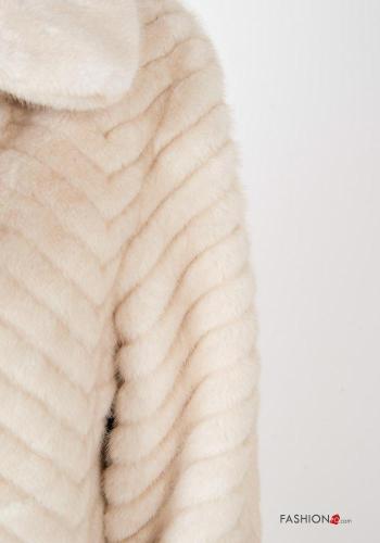 Kunstfell lange ärmel Mantel mit Knöpfen - ph 3