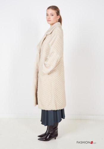 Kunstfell lange ärmel Mantel mit Knöpfen - ph 4