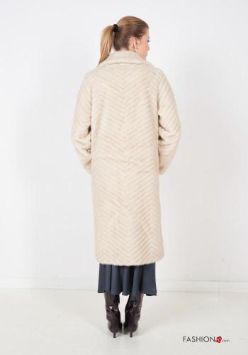 Kunstfell lange ärmel Mantel mit Knöpfen - ph 5