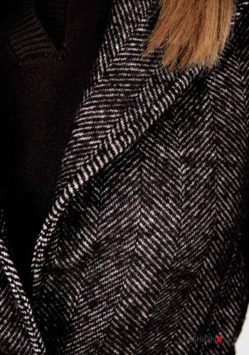 lange ärmel Mantel aus Wollmischung mit Gürtel mit Taschen - ph 2