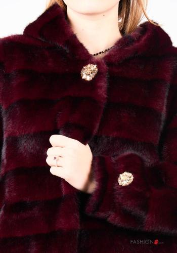 faux fur Coat with buttons with hood - ph 2