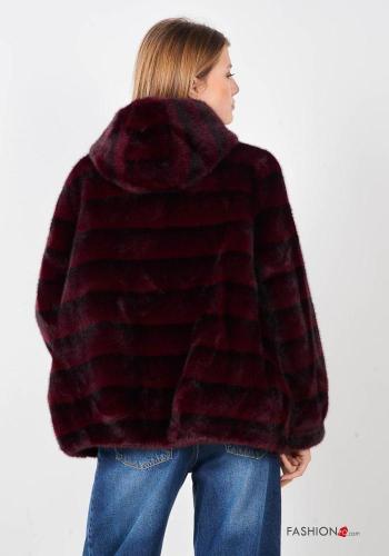 faux fur Coat with buttons with hood - ph 3
