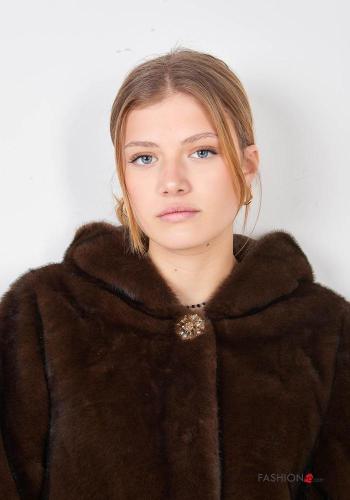 faux fur Coat with buttons with hood - ph 2