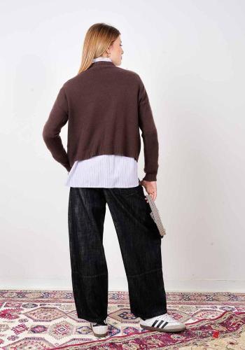 lange ärmel u-boot ausschnitt Strickpullover mit Pailletten - ph 3