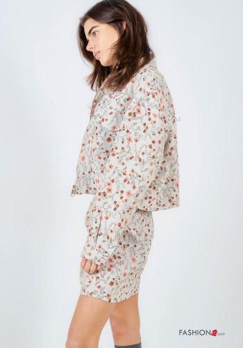 Chaqueta de Algodón Estampado Floral con bolsillos con cremallera - ph 3