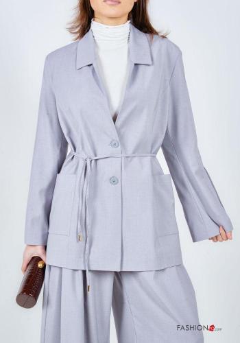 Blazer à collet à boutons avec ceinture écharpe - ph 2