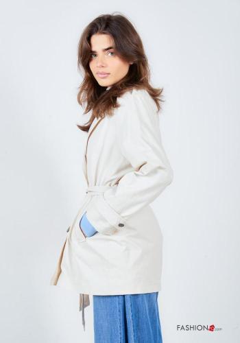 Blouson léger en Coton à boutons avec ceinture écharpe - ph 2