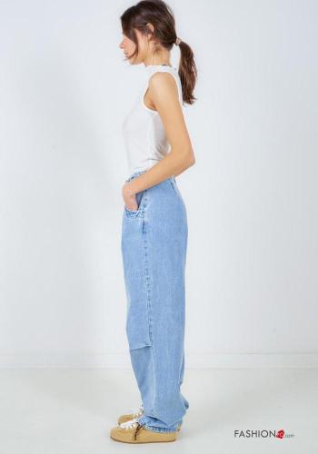 Jeans in Cotone denim wide leg con tasche con bottoni con zip - ph 3