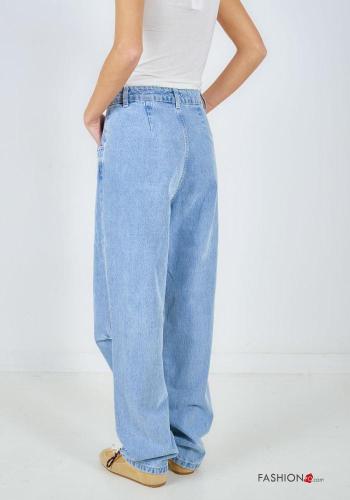 Jeans in Cotone denim wide leg con tasche con bottoni con zip - ph 4