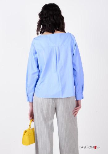 Chemise en Coton manches longues col rond à boutons - ph 4