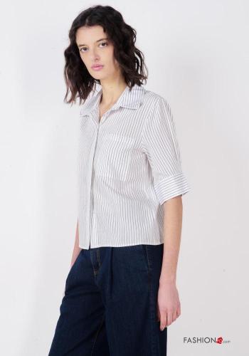 Camisa manga corta con cuello a rayas con botones - ph 2
