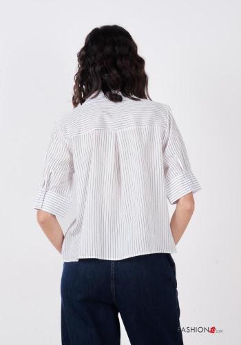 Camisa manga corta con cuello a rayas con botones - ph 3