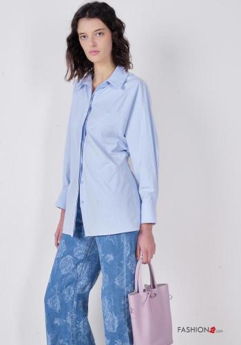 Camicia in Cotone maniche lunghe con colletto Fantasia righe con bottoni con elastico - ph 2