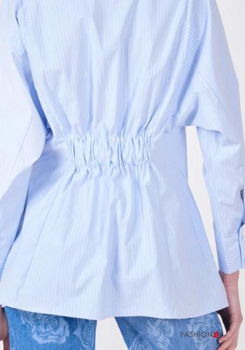 Camicia in Cotone maniche lunghe con colletto Fantasia righe con bottoni con elastico - ph 4
