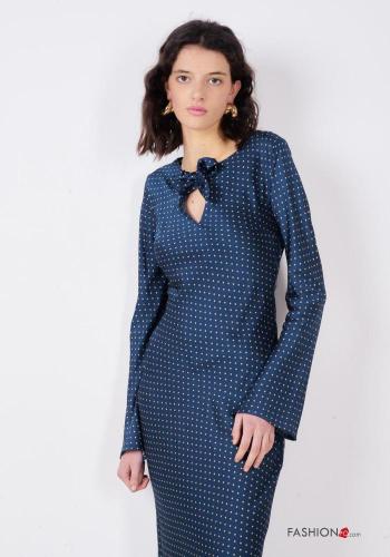 Polka-dot long sleeve Dress with bow with v-neck - ph 2