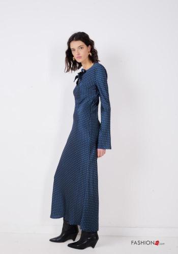 Polka-dot long sleeve Dress with bow with v-neck - ph 3