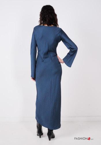 Polka-dot long sleeve Dress with bow with v-neck - ph 4