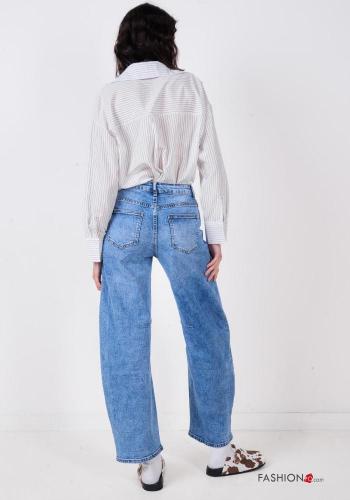 denim Cotton Jeans with buttons with zip with pockets - ph 4