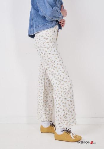 Vaqueros de Algodón Estampado Floral con bolsillos con cremallera con botones - ph 3
