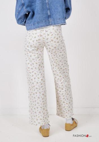 Vaqueros de Algodón Estampado Floral con bolsillos con cremallera con botones - ph 4