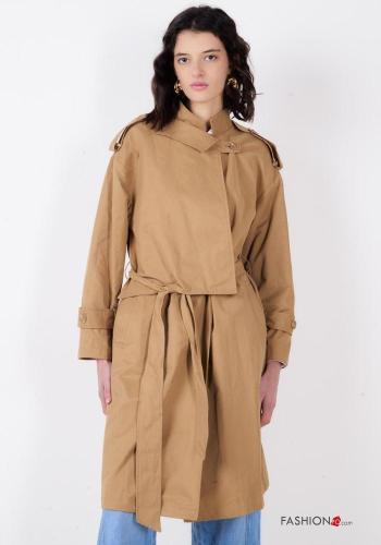 Impermeable de Algodón manga larga con bolsillos con botones con cinturón de tela - ph 2